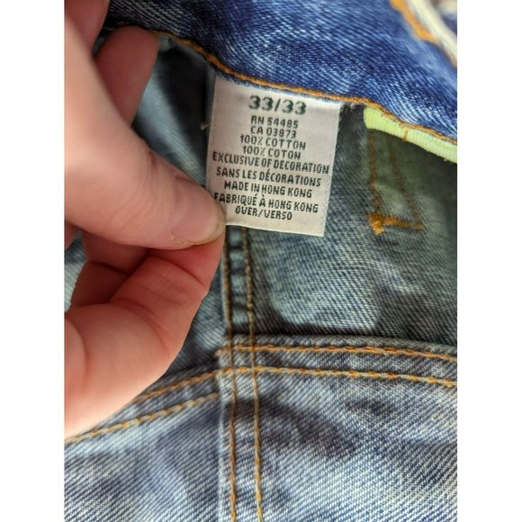 American Eagle Low Rise Boot Bootcut Denim Jeans Dark Mens Size 33/24 ALTERED - Picture 9 of 11